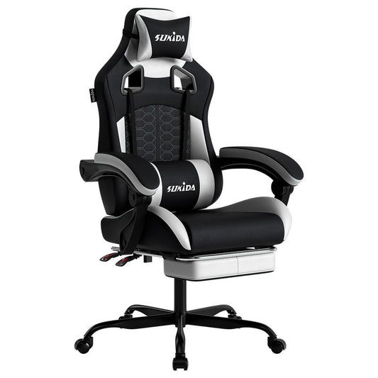 Silla Gaming Ergonómica con Almohada Lumbar de Espuma Viscoelástica – Silla Giratoria 360° para Oficina y Gaming