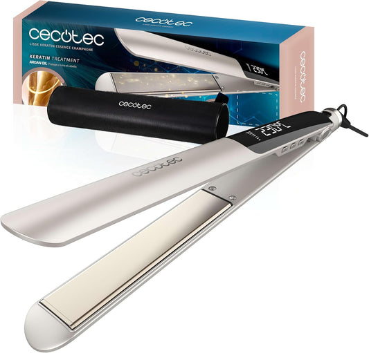 Plancha de Pelo Profesional con Keratina y Aceite de Argán – Temperatura Ajustable 130-230 ºC con Revestimiento Cerámico
